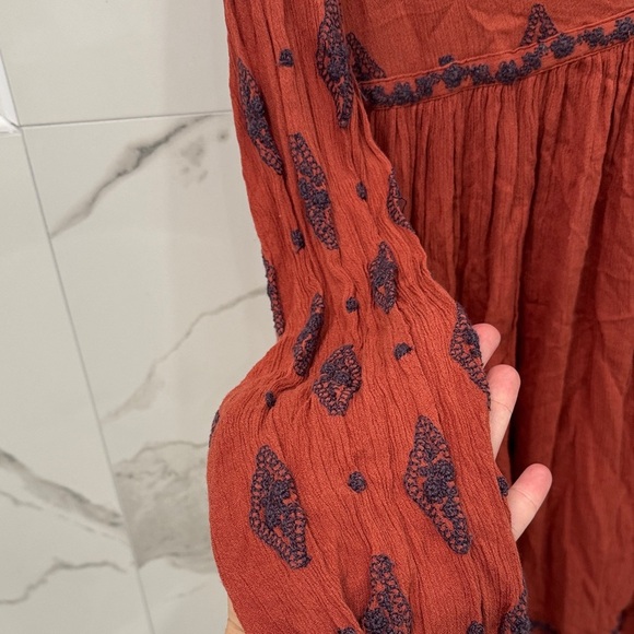 Free People Rust and Navy Bohemian Tunic - Picture 5 of 7